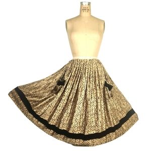 Krista Larson | Silk/Velvet Black And Gold Skirt | Wearable Art